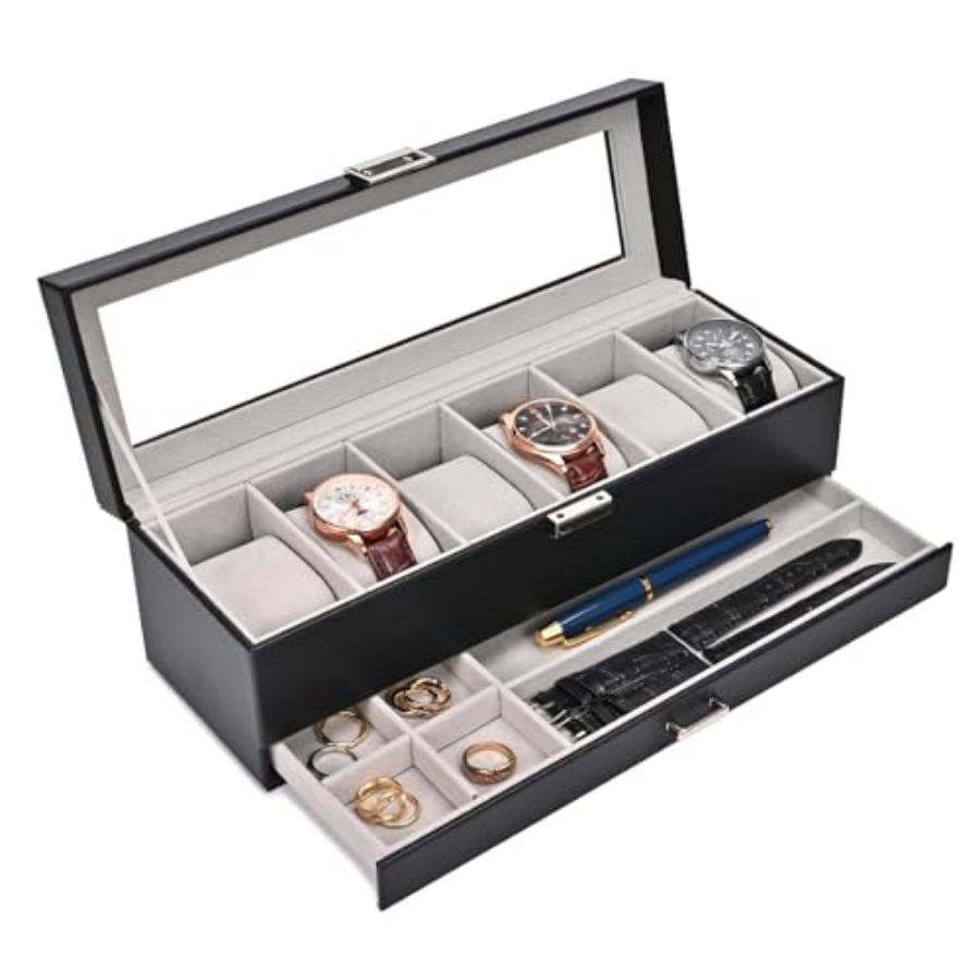 Watch Box, 6 Slot Watches Disp - Jewelry And Watches Box บทวิจารณ์และราคา