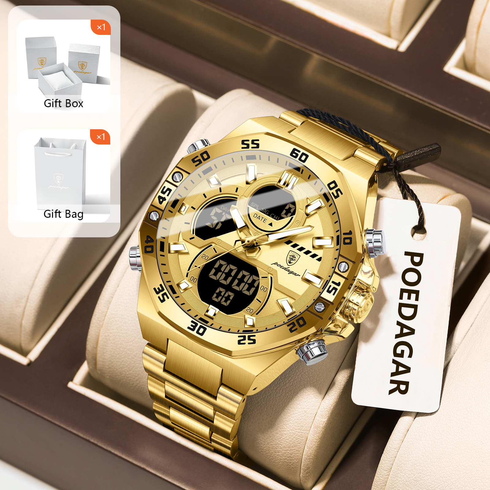 POEDAGAR Sport Men Watch LED W - Jewelry And Watches Box บทวิจารณ์และราคา