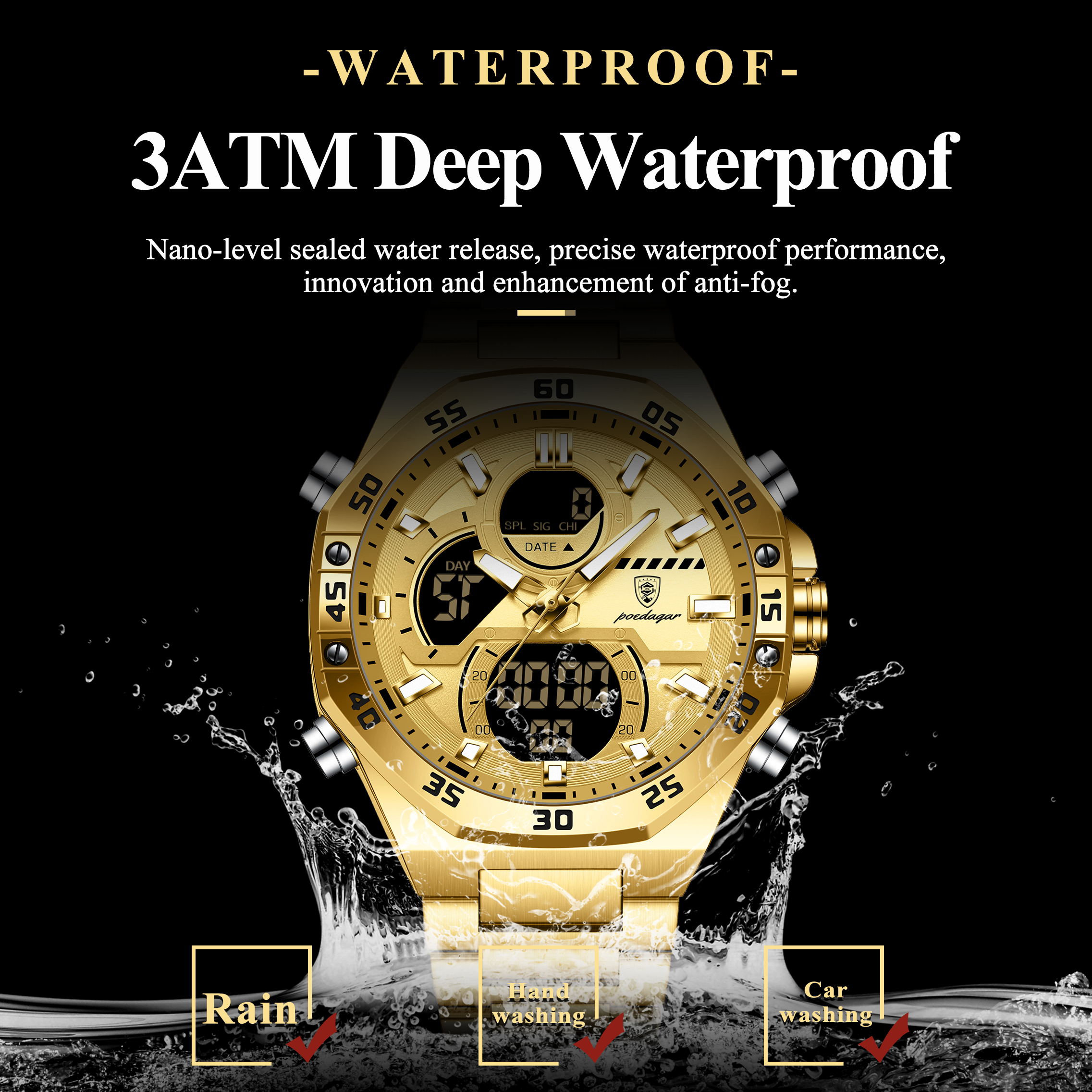 POEDAGAR Sport Men Watch LED W - Jewelry And Watches Box บทวิจารณ์และราคา
