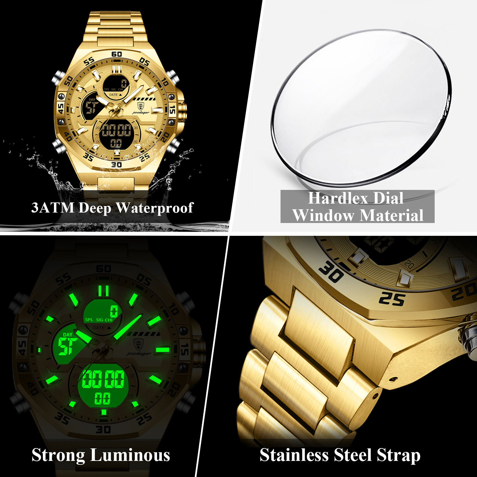 POEDAGAR Sport Men Watch LED W - Jewelry And Watches Box บทวิจารณ์และราคา