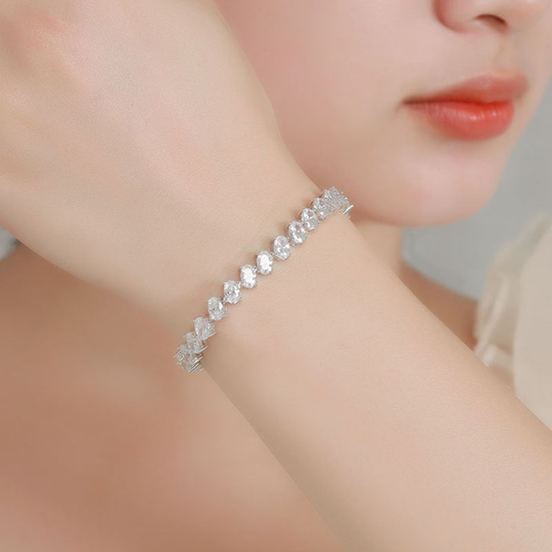 Real 925 Fine Jewelry Pave 4*6 - Tennis Bracelet Cubic บทวิจารณ์และราคา