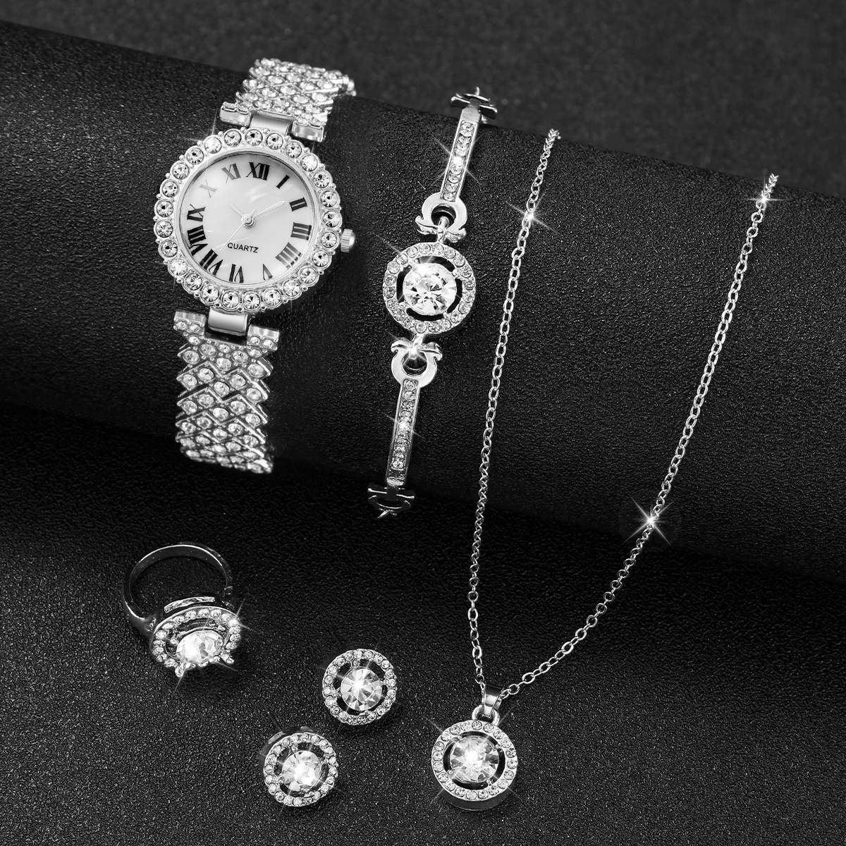 6PCS/Set Luxury Rhinestone Wom - Jewelry Watches Luxury บทวิจารณ์และราคา