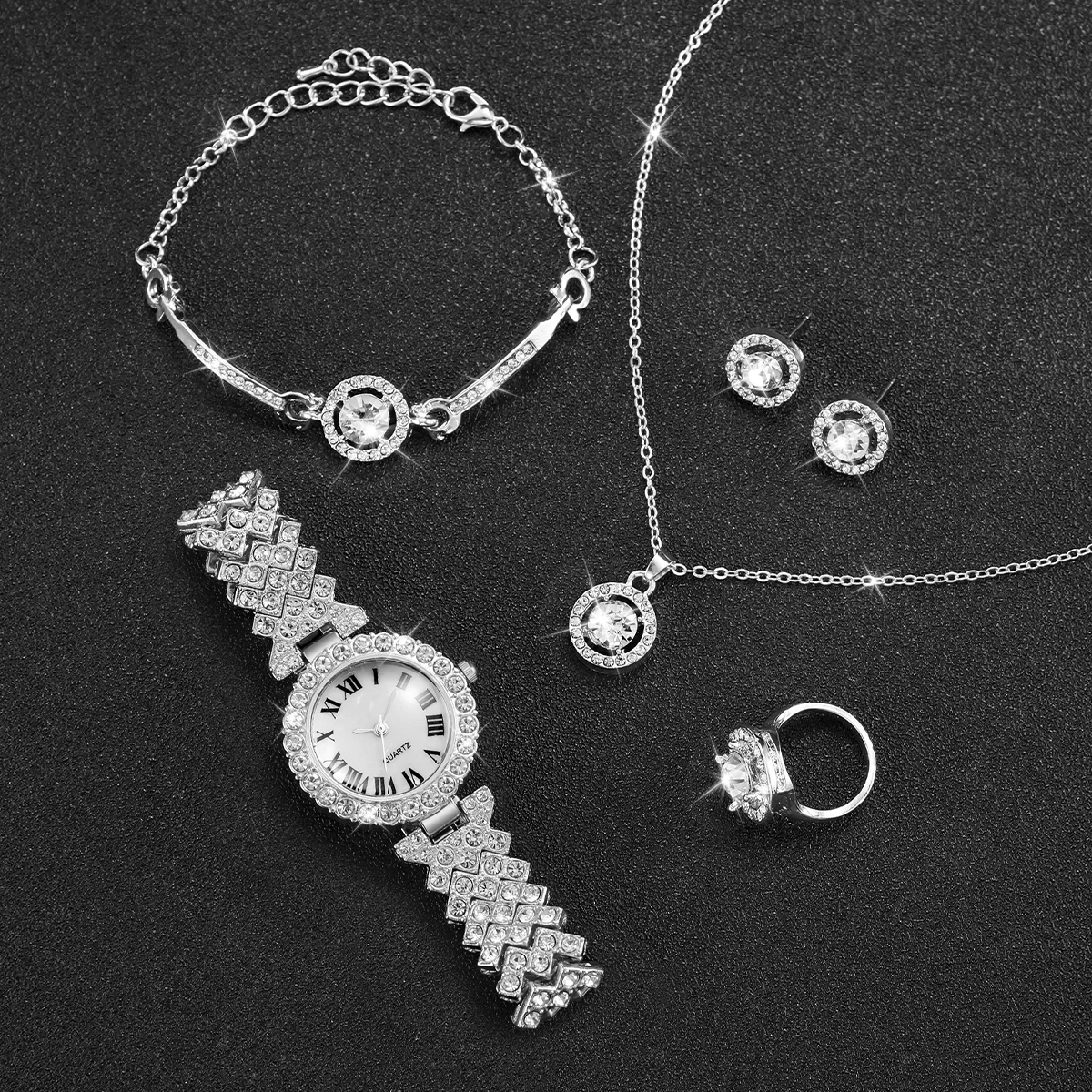 6PCS/Set Luxury Rhinestone Wom - Jewelry Watches Luxury บทวิจารณ์และราคา