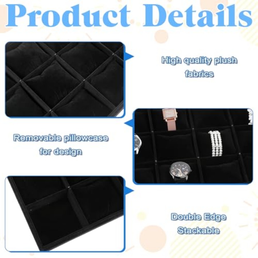 2 PCS Watch Tray, 12 Grid Watc - Jewelry And Watches Box บทวิจารณ์และราคา