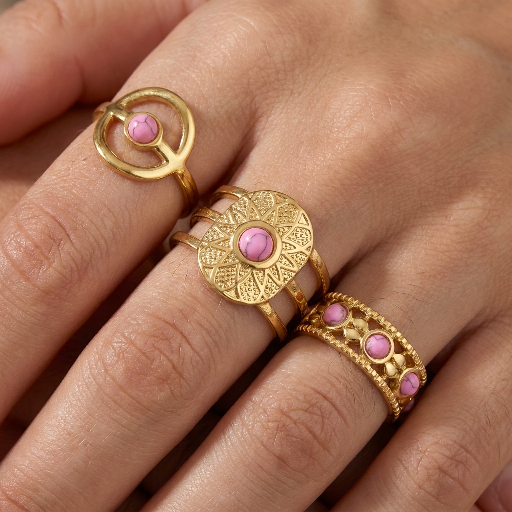 3PCS/Set French Vintage Stainl - Minimalist Ring Stackable บทวิจารณ์และราคา