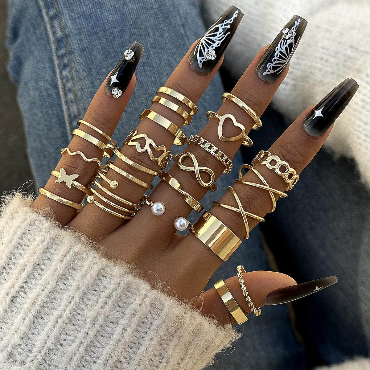 Butterfly Figure 8 Ring Set 14 - Minimalist Ring Stackable บทวิจารณ์และราคา