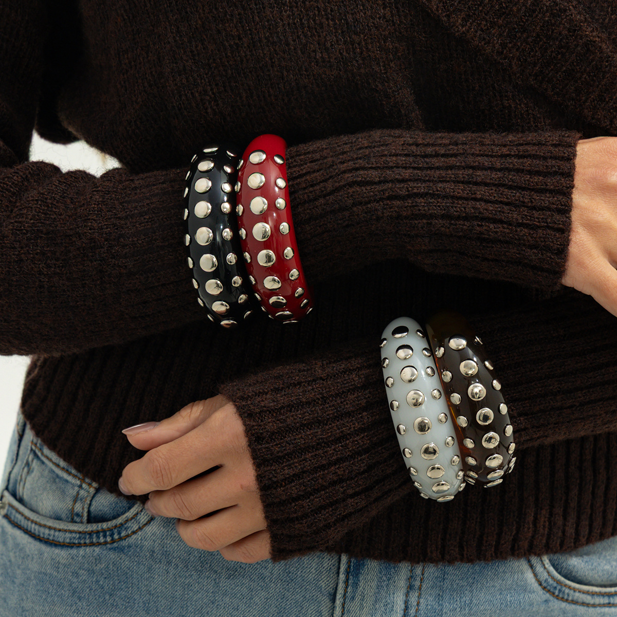 Hyperbole Rivets Acrylic Resin - Minimalist Ring Stackable บทวิจารณ์และราคา