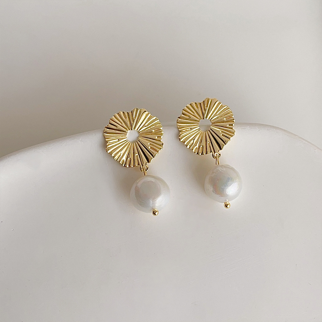 DIY accessories French retro b - Pearl Stud Earrings บทวิจารณ์และราคา