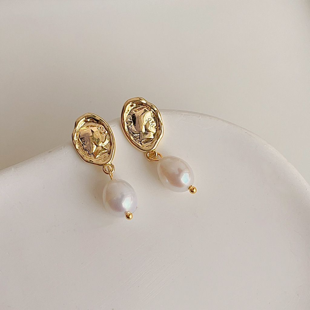 DIY accessories French retro b - Pearl Stud Earrings บทวิจารณ์และราคา