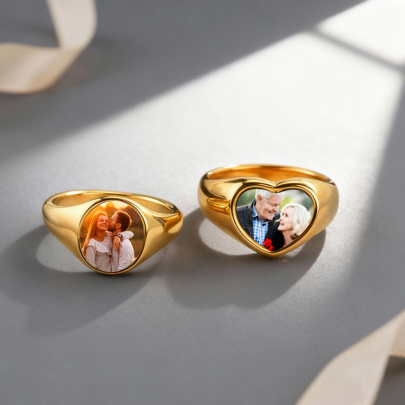 Custom Photo Signet Ring for W - Statement Cocktail Ring บทวิจารณ์และราคา