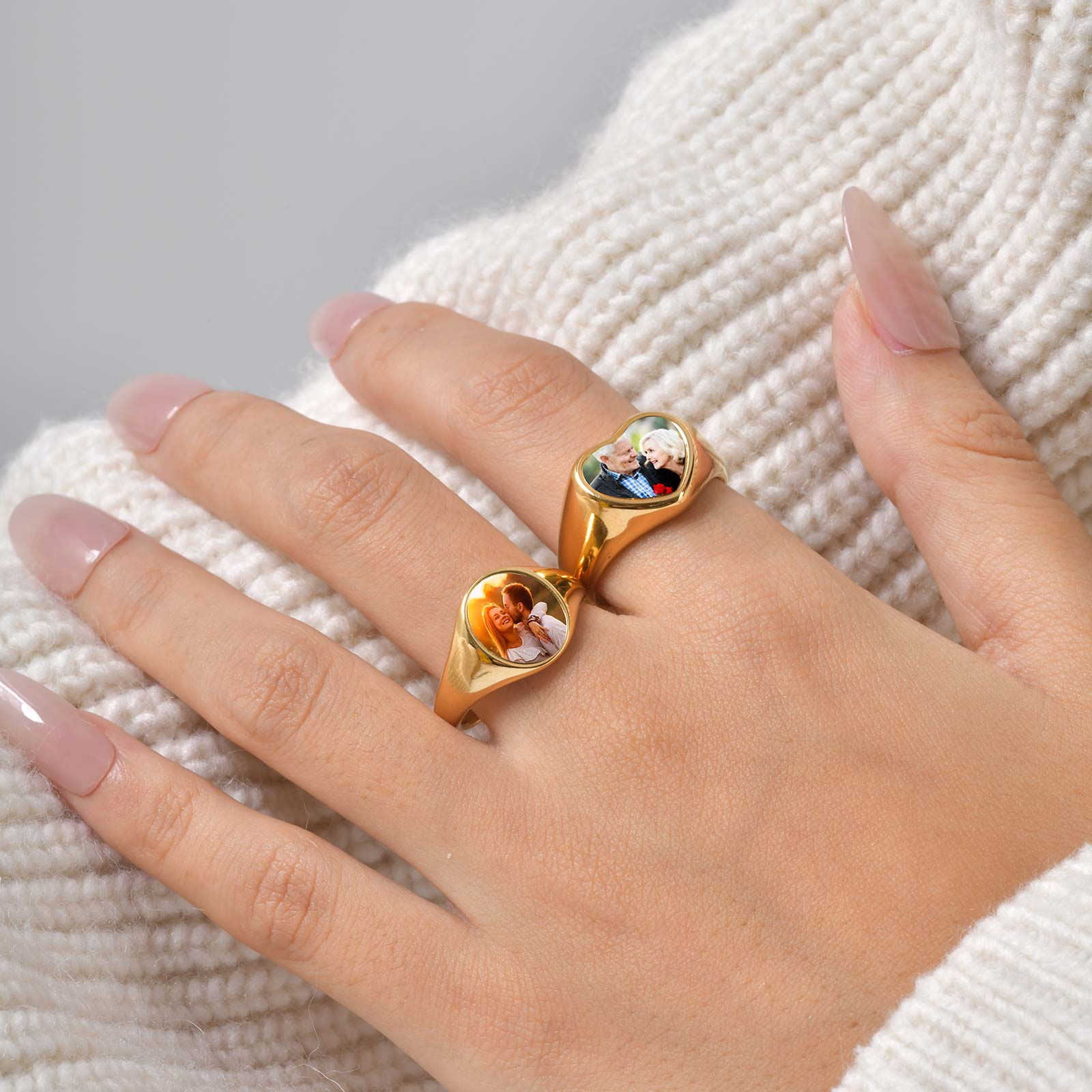 Custom Photo Signet Ring for W - Statement Cocktail Ring บทวิจารณ์และราคา