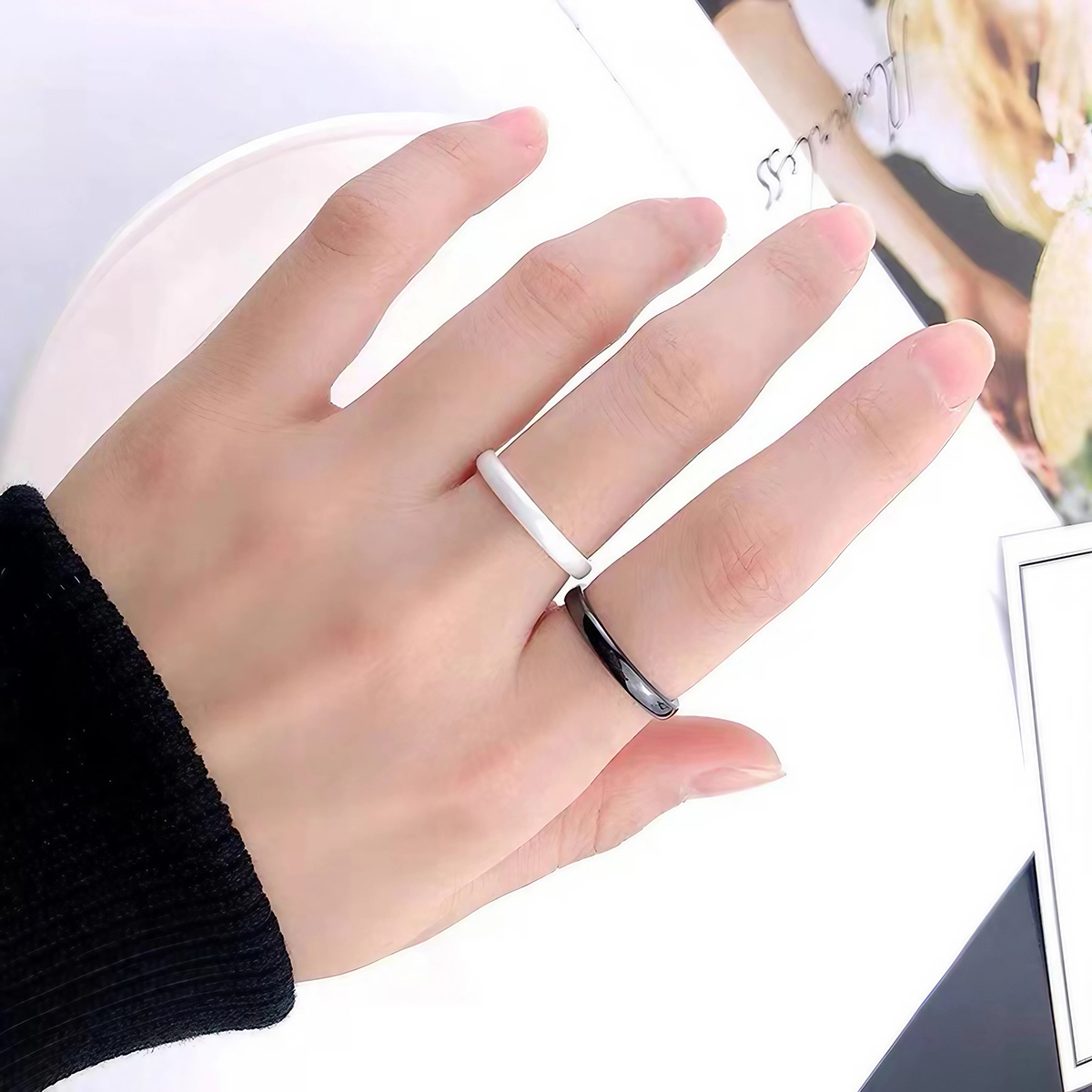 3mm Ceramic Wedding Band for W - Minimalist Ring Stackable บทวิจารณ์และราคา