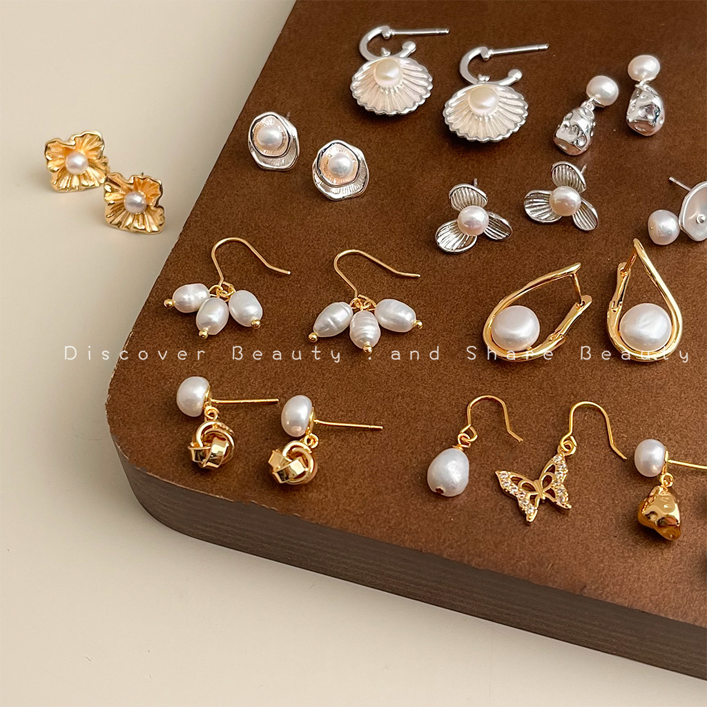 DIY accessories Fashion commut - Pearl Stud Earrings บทวิจารณ์และราคา