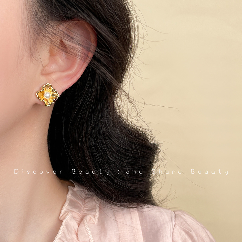 DIY accessories Fashion commut - Pearl Stud Earrings บทวิจารณ์และราคา