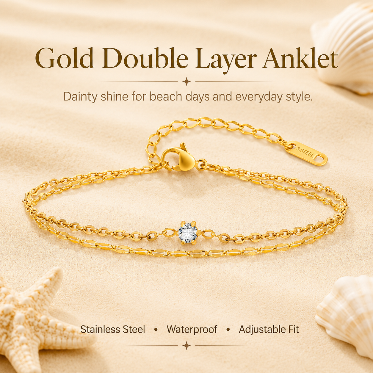 Waterproof Layered Anklet Brac - Jc Jewelry & Watches Photos บทวิจารณ์และราคา