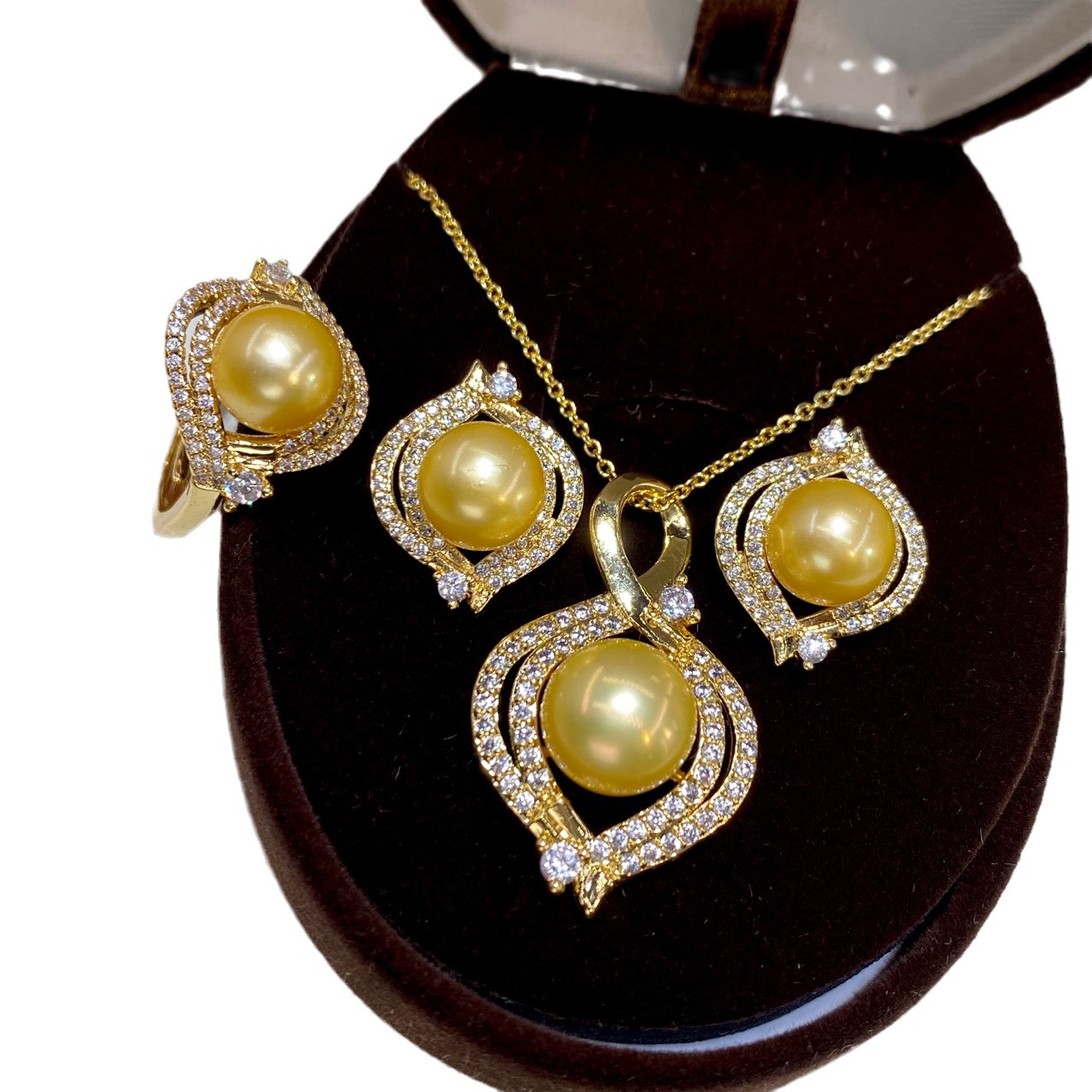 one Set freshwater pearl yello - Pearl Stud Earrings บทวิจารณ์และราคา
