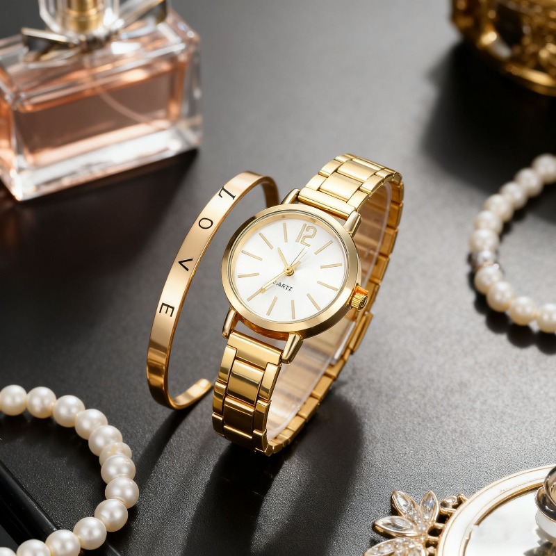 2pcs Set Watch Luxury Women Si - Jewelry Watches Gold บทวิจารณ์และราคา