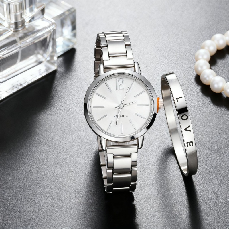 2pcs Set Watch Luxury Women Si - Jewelry Watches Gold บทวิจารณ์และราคา