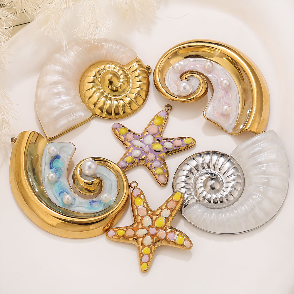2PCS Pearl Conch Starfish Stai - Pearl Stud Earrings บทวิจารณ์และราคา