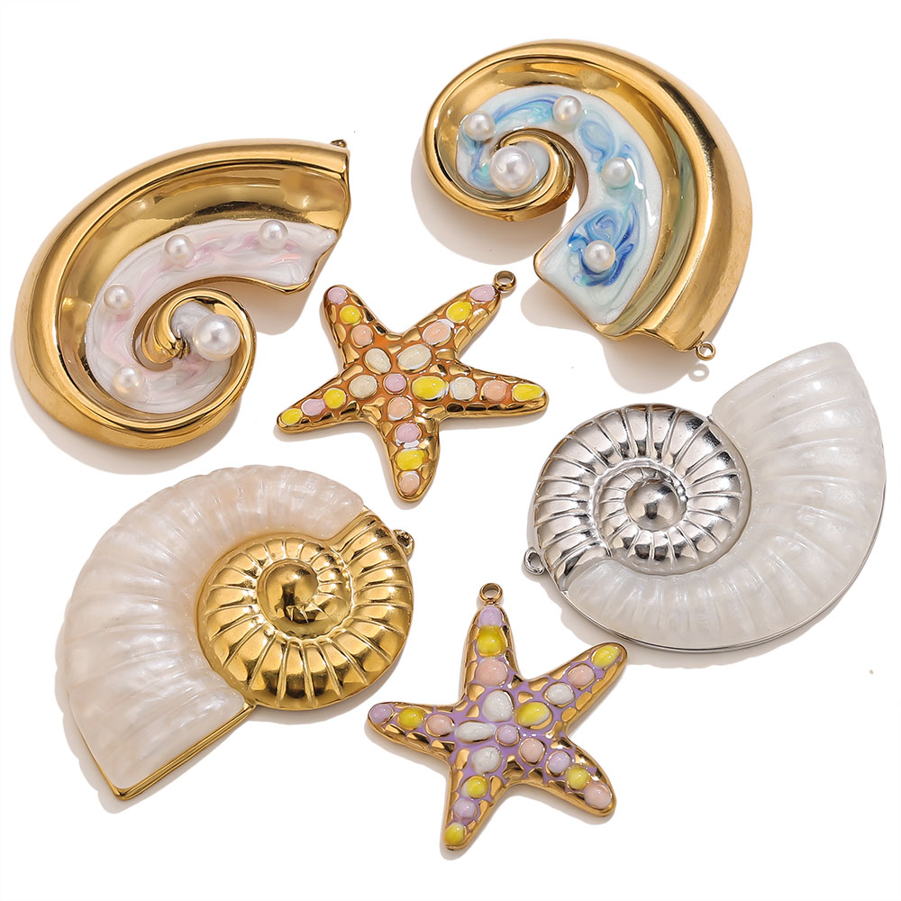 2PCS Pearl Conch Starfish Stai - Pearl Stud Earrings บทวิจารณ์และราคา
