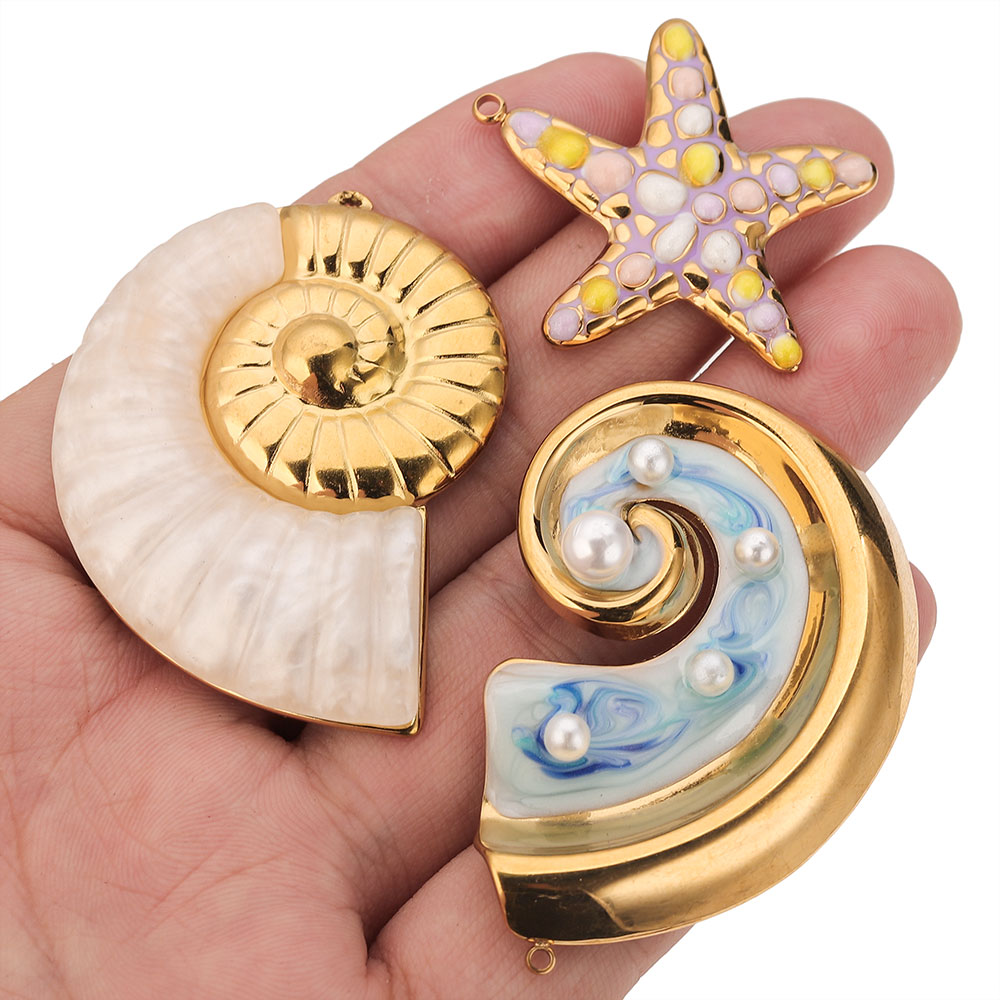 2PCS Pearl Conch Starfish Stai - Pearl Stud Earrings บทวิจารณ์และราคา