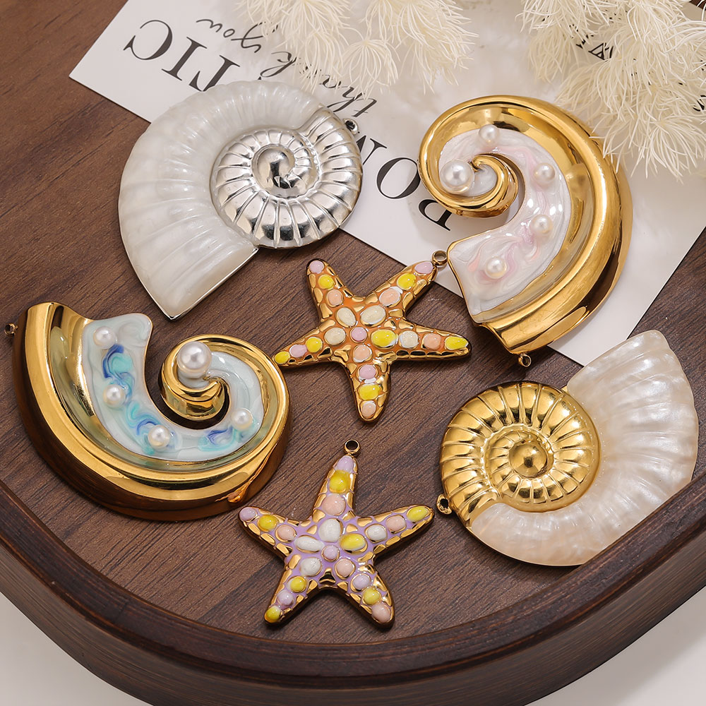 2PCS Pearl Conch Starfish Stai - Pearl Stud Earrings บทวิจารณ์และราคา