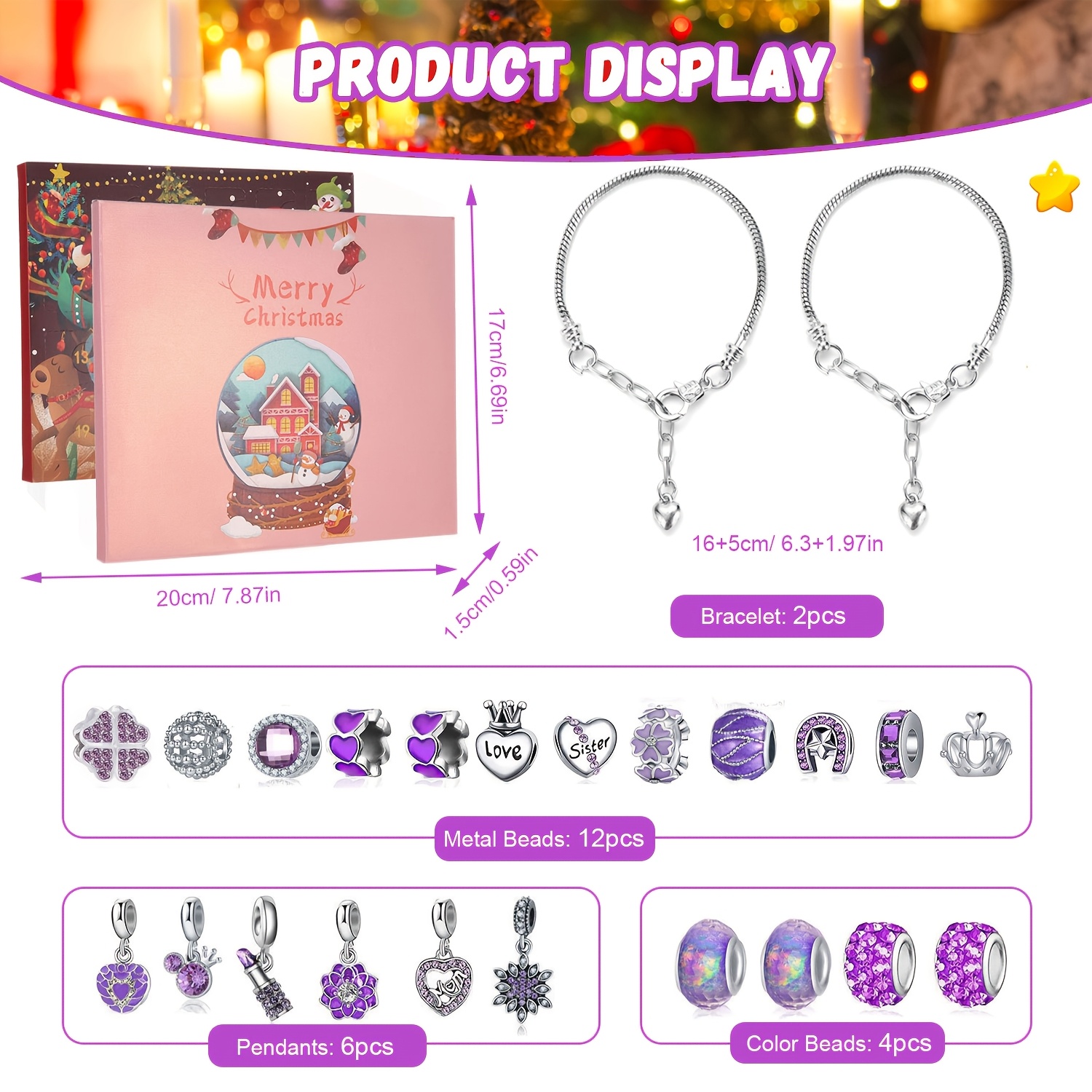 Christmas purple beads DIY jew - Fine Jewelry & Watches Photos บทวิจารณ์และราคา