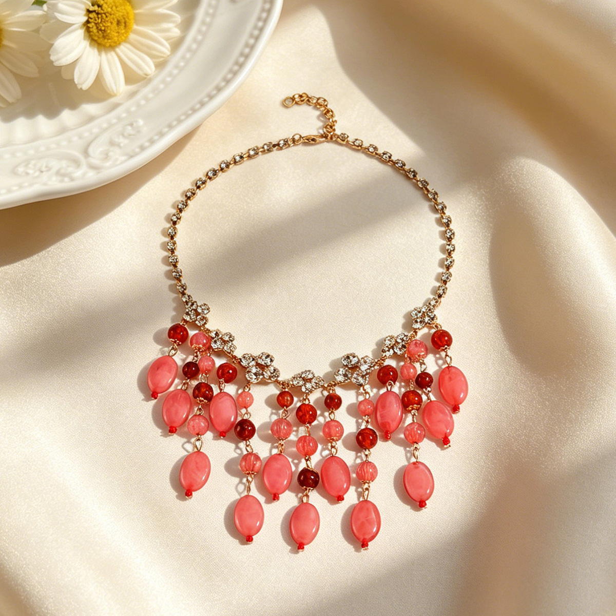 Trendy Pink Red Teardrop Beade - Jewelry & Watches Spółka Z Ograniczoną Odpowiedzialnością บทวิจารณ์และราคา