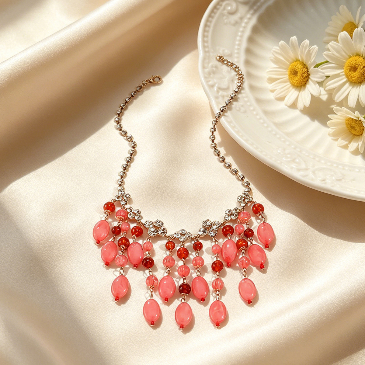 Trendy Pink Red Teardrop Beade - Jewelry & Watches Spółka Z Ograniczoną Odpowiedzialnością บทวิจารณ์และราคา