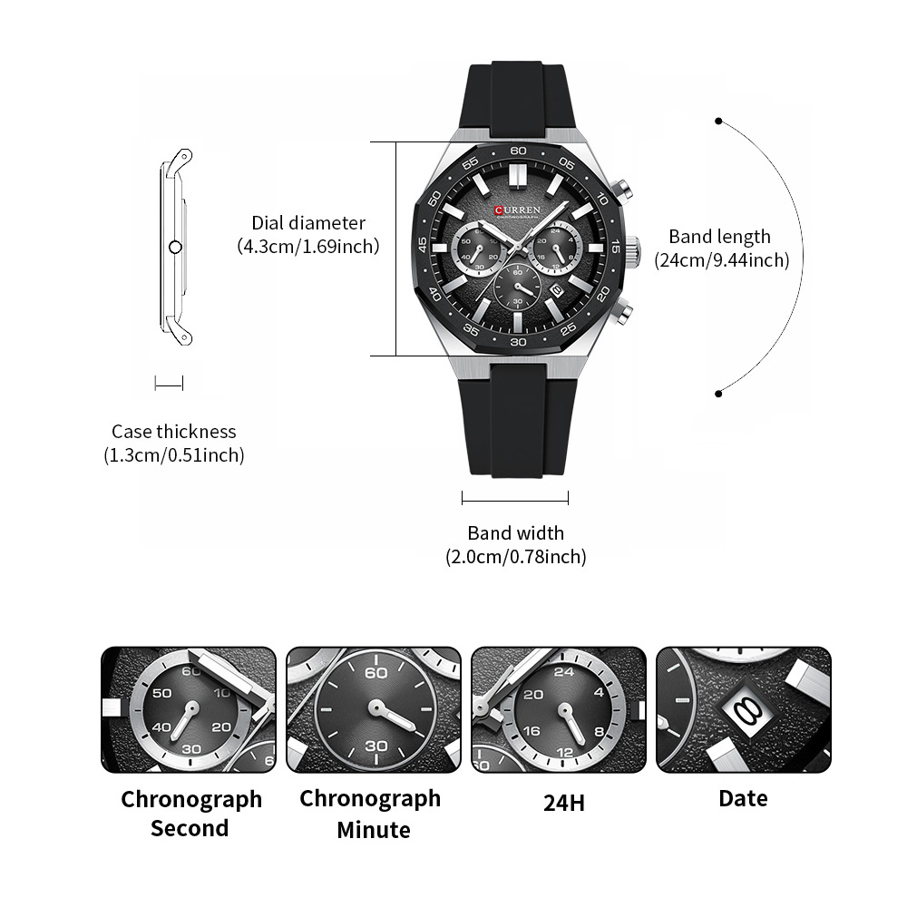 CURREN Fashion Casual Men Spor - Jewellery Watches บทวิจารณ์และราคา
