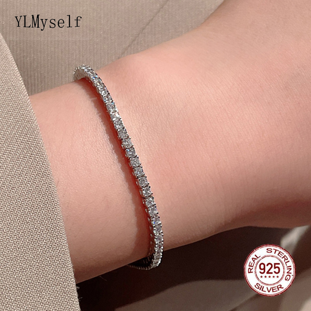 YLMyself Pure 925 Silver Tenni - Tennis Bracelet Cubic บทวิจารณ์และราคา