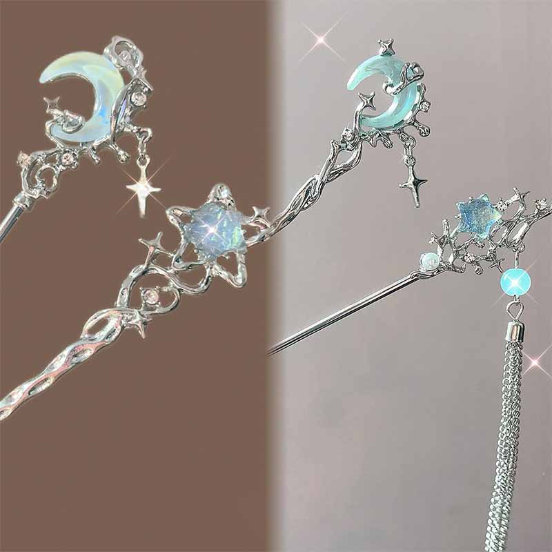 Moonstone Star Moon Hair Stick - Shop Jewelry & Watches Near Me บทวิจารณ์และราคา