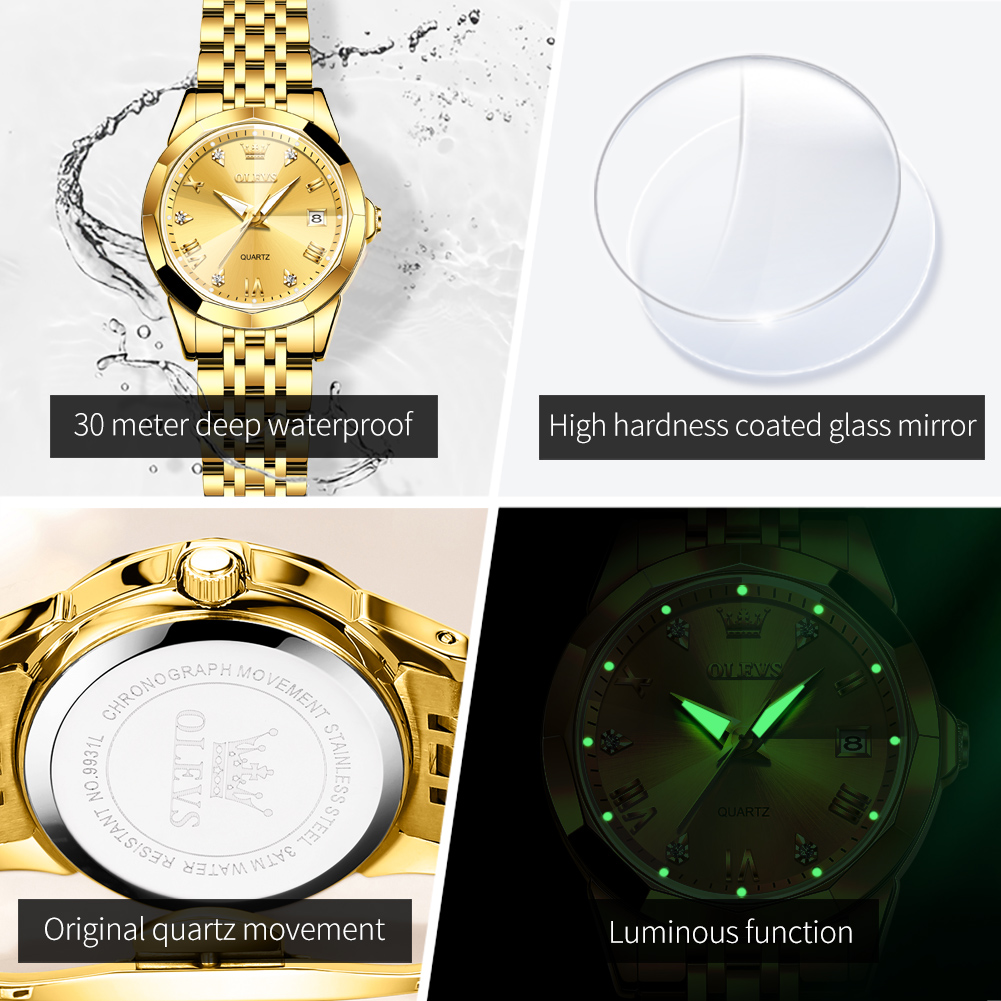 OLEVS Fashion Golden Watch for - Jewelry Watches Gold บทวิจารณ์และราคา