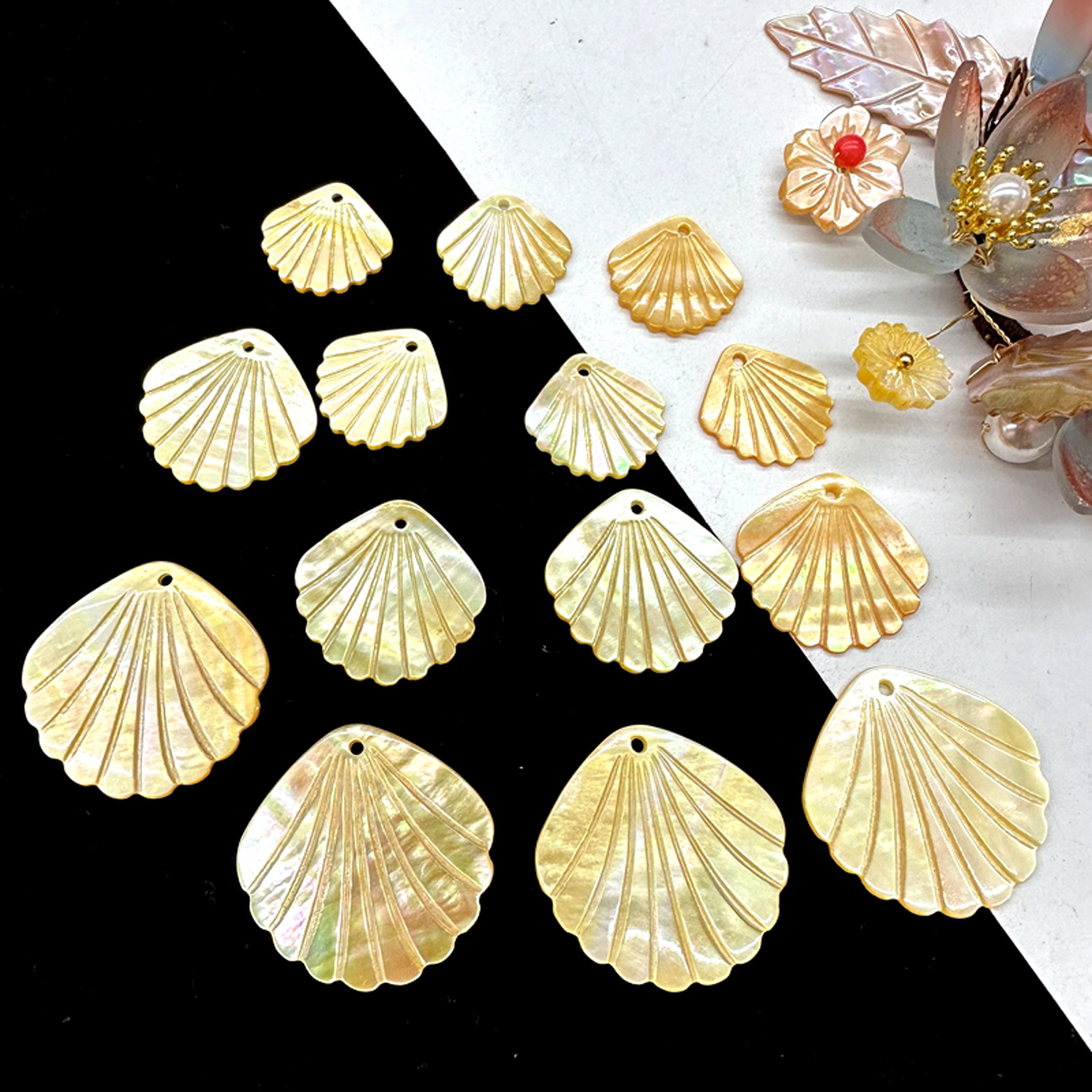 5Pcs Shell Beads With Hole Nat - Pearl Stud Earrings บทวิจารณ์และราคา