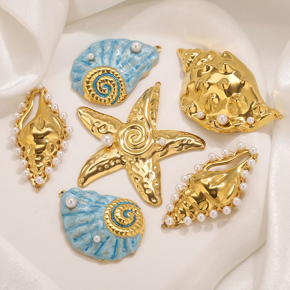 1pcs Large Conch Starfish Shel - Pearl Stud Earrings บทวิจารณ์และราคา