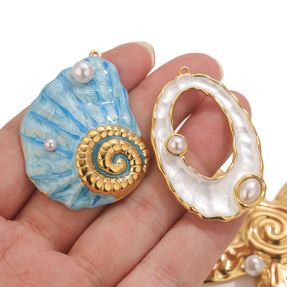 1pcs Large Conch Starfish Shel - Pearl Stud Earrings บทวิจารณ์และราคา