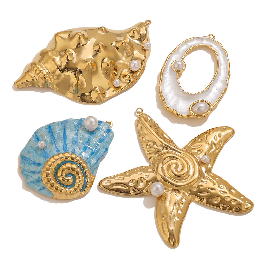 1pcs Large Conch Starfish Shel - Pearl Stud Earrings บทวิจารณ์และราคา