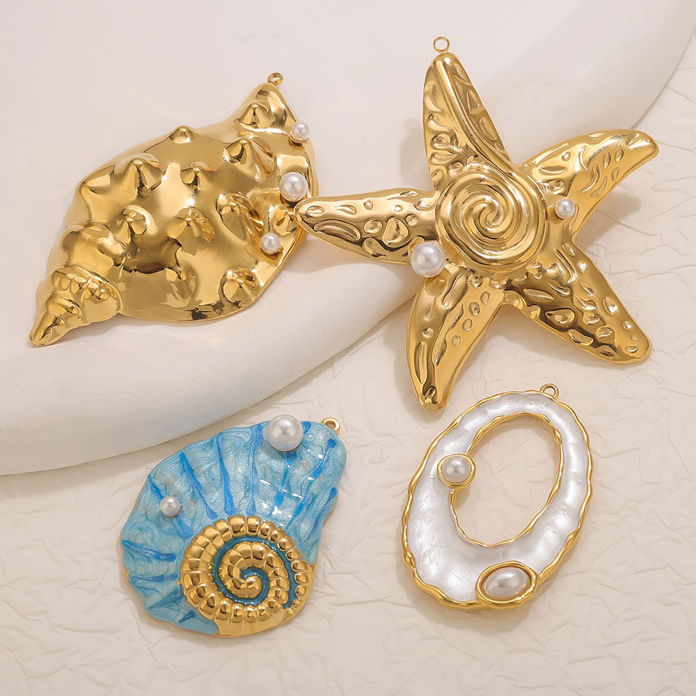 1pcs Large Conch Starfish Shel - Pearl Stud Earrings บทวิจารณ์และราคา