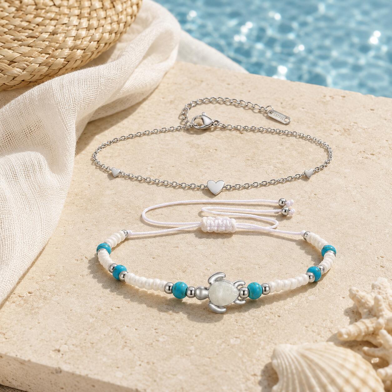 Heart Anklet Set for Women Sta - Jc Jewelry & Watches Photos บทวิจารณ์และราคา