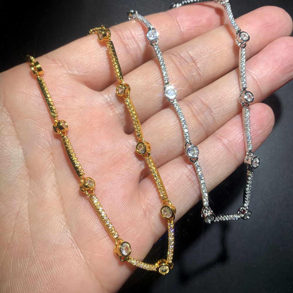 Micro Pave 5A Cubic Zirconia C - Tennis Bracelet Cubic บทวิจารณ์และราคา