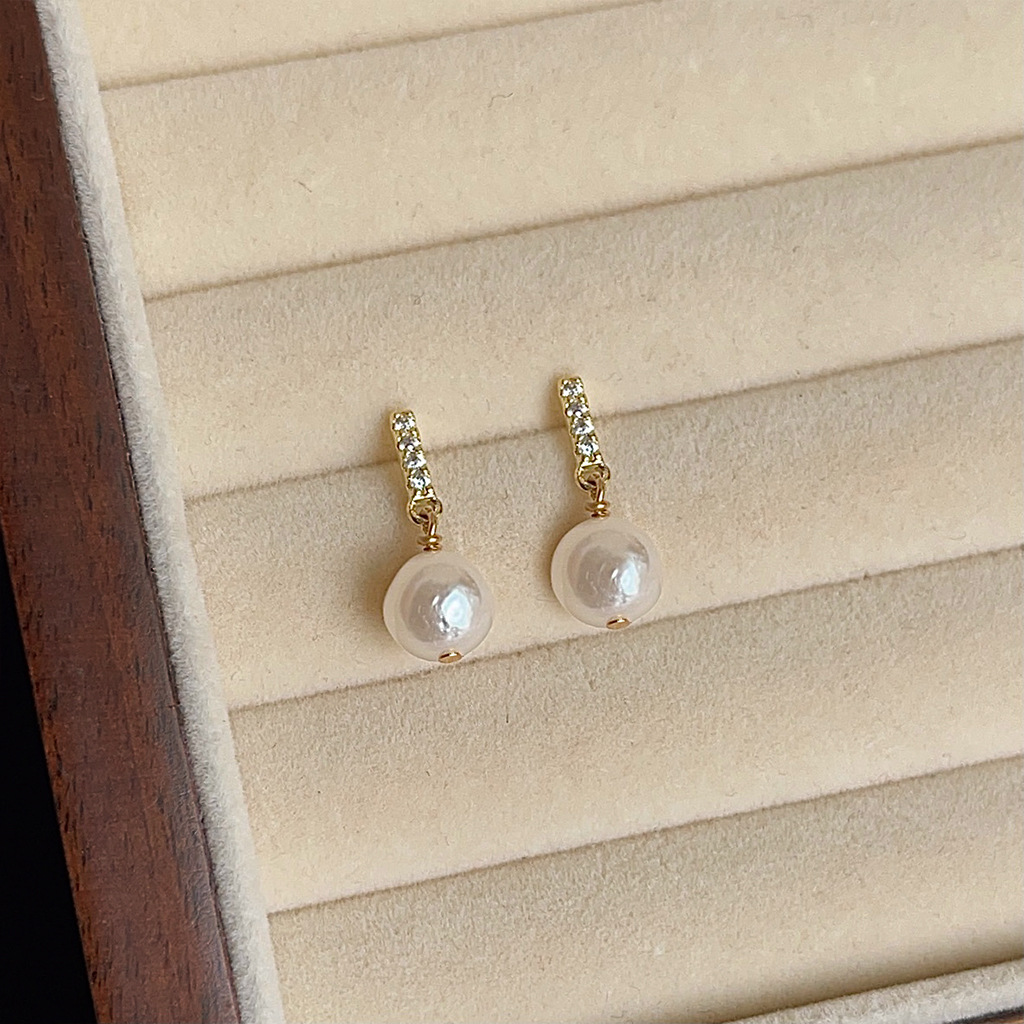 DIY accessories Small daily na - Pearl Stud Earrings บทวิจารณ์และราคา
