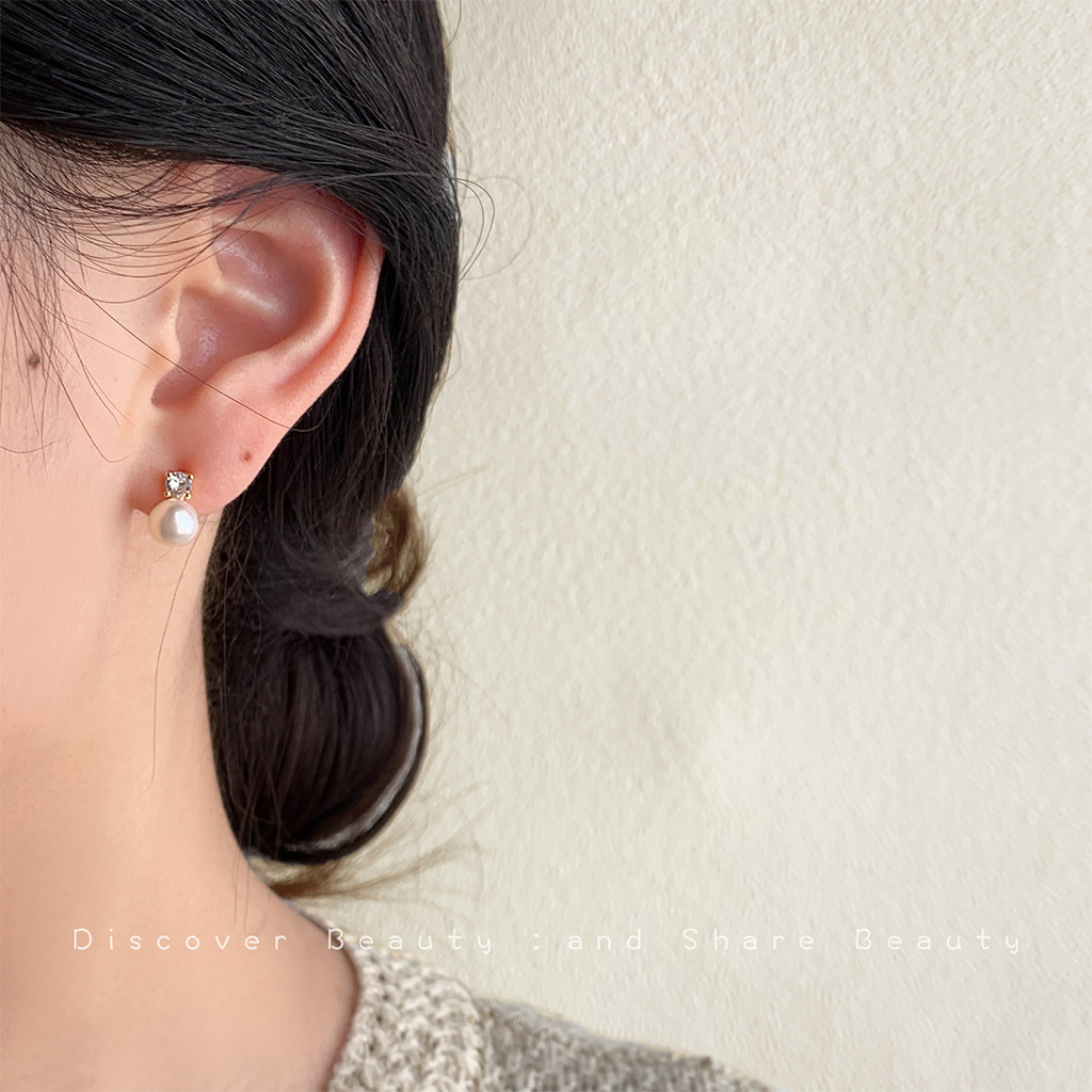 DIY accessories Small daily na - Pearl Stud Earrings บทวิจารณ์และราคา