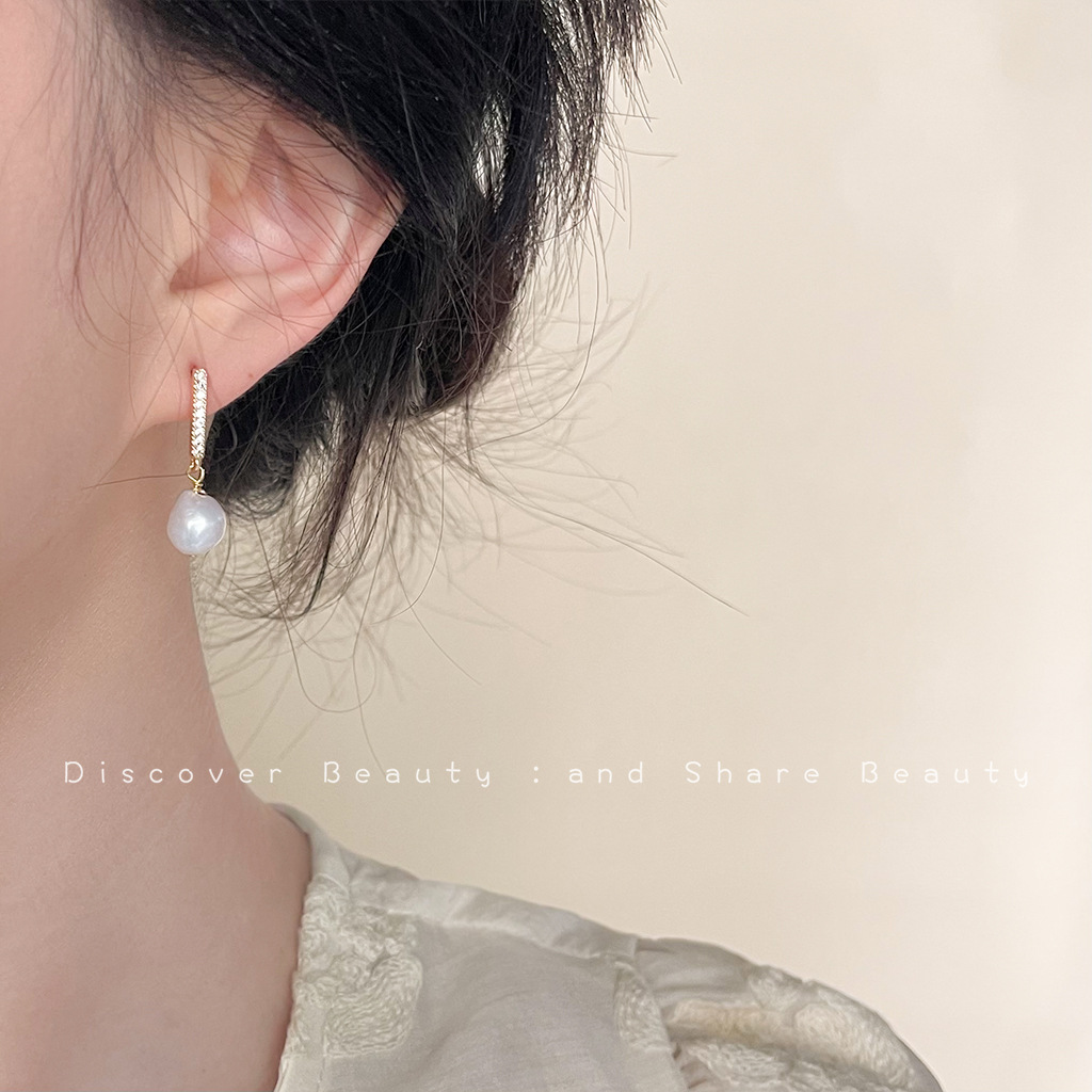 DIY accessories Small daily na - Pearl Stud Earrings บทวิจารณ์และราคา