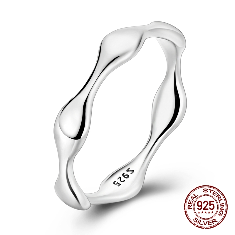 925 Sterling Silver Wavy Irreg - Minimalist Ring Stackable บทวิจารณ์และราคา