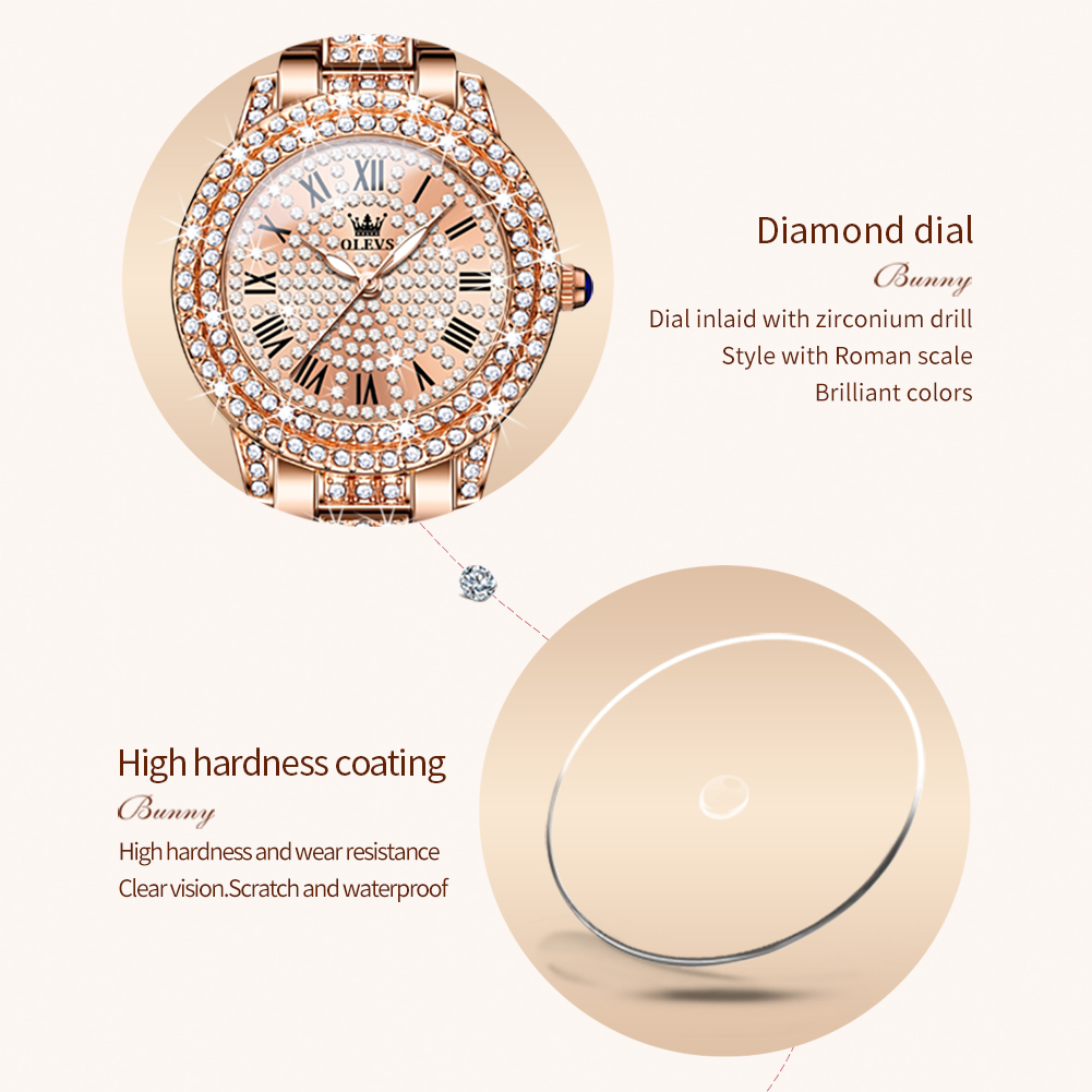 OLEVS 9943 Luxury All Diamond  - Jewelry Watches Gold บทวิจารณ์และราคา