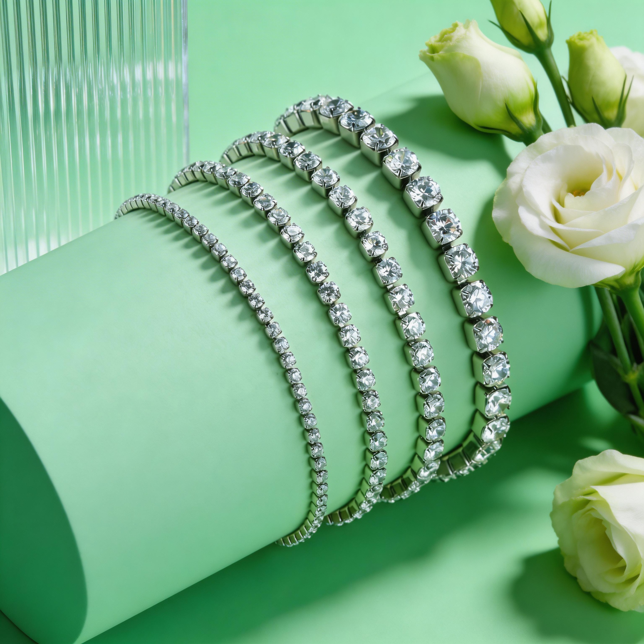 2/3/4/5MM Luxury Zircon Tennis - Jc Jewelry & Watches Photos บทวิจารณ์และราคา
