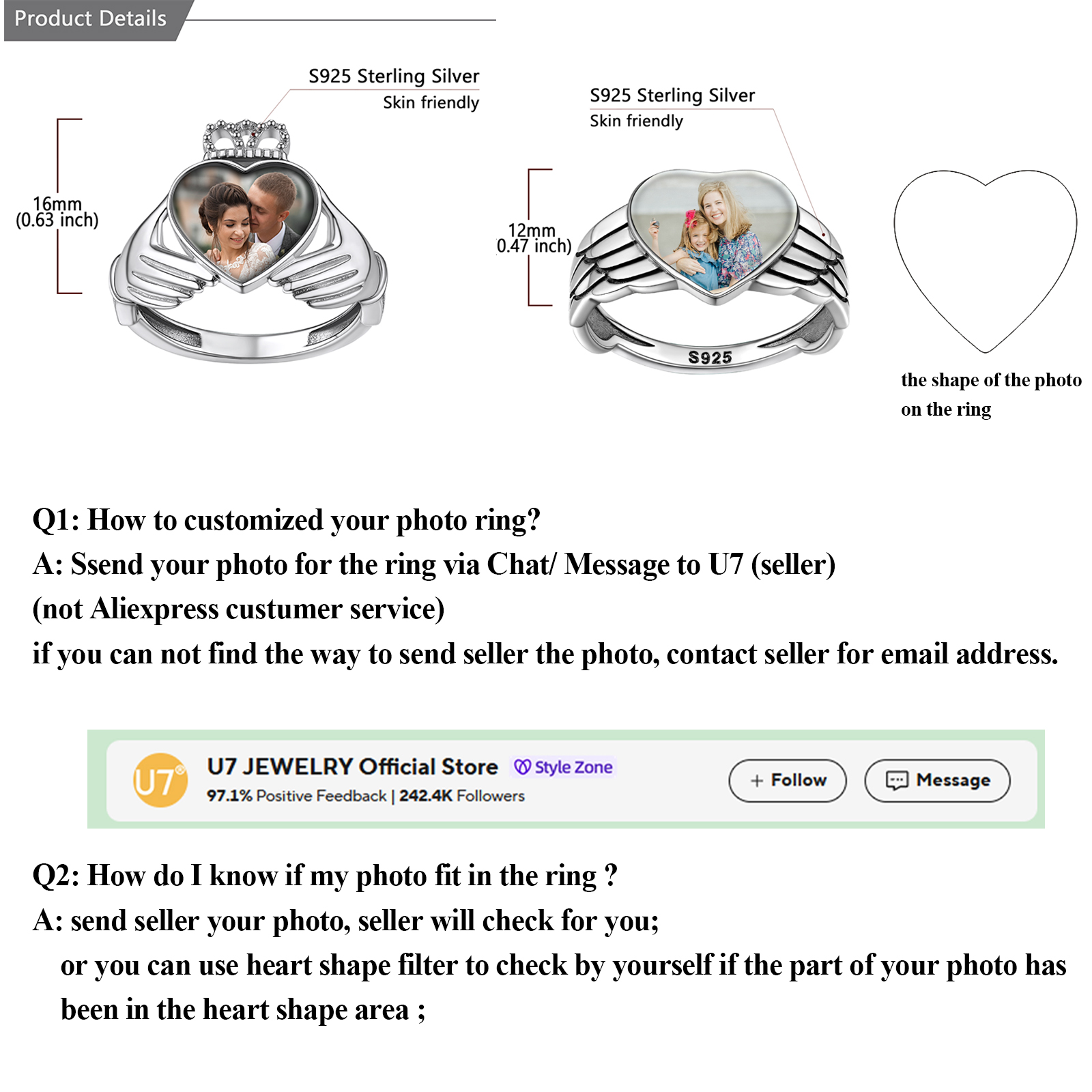 U7 Custom Photo Rings for Woma - Statement Cocktail Ring บทวิจารณ์และราคา