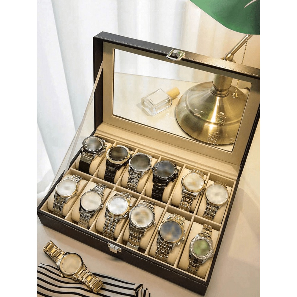 1pc Big Capacity Leather Watch - Jewelry And Watches Box บทวิจารณ์และราคา