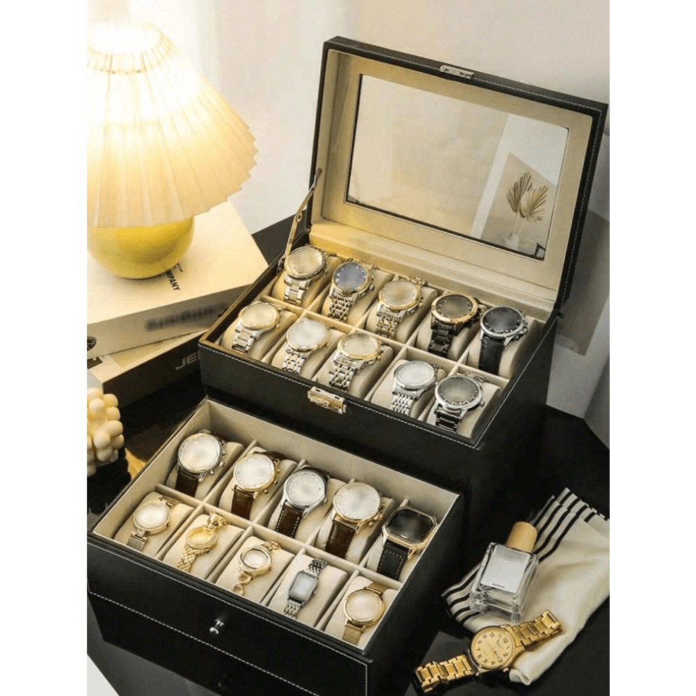 1pc Big Capacity Leather Watch - Jewelry And Watches Box บทวิจารณ์และราคา
